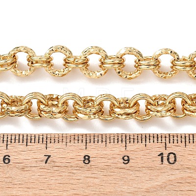 8MM 304 Stainless Steel Textured Double Rolo Chain Necklaces for Women NJEW-G194-05G-01-1