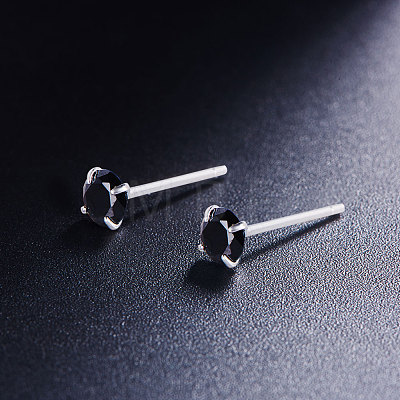 SHEGRACE Rhodium Plated 925 Sterling Silver Four Pronged Ear Studs JE420F-01-1