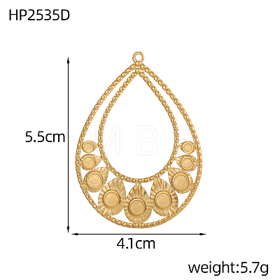 Teardrop 304 Stainless Steel Pendants Cabochon Settings STAS-OY007-06G-1