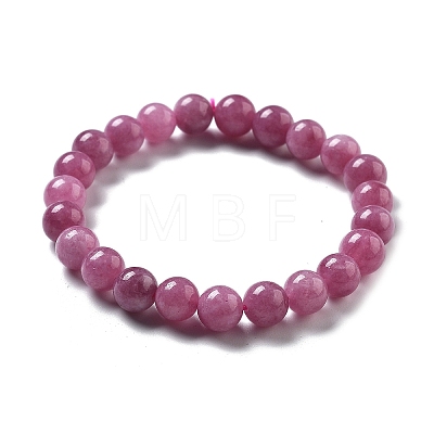 Natural Dyed Agate Beaded Stretch Bracelets for Women Men BJEW-F483-06-1