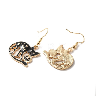 Halloween Golden Alloy Enamel Dangle Earrings EJEW-K274-03C-G-1