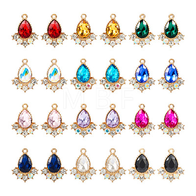 24Pcs 12 Colors Glass Rhinestone Pendants FIND-TA0001-90-1