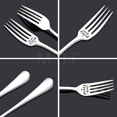 Globleland Word Pattern 304 Stainless Steel Fork AJEW-GL0001-17P-1