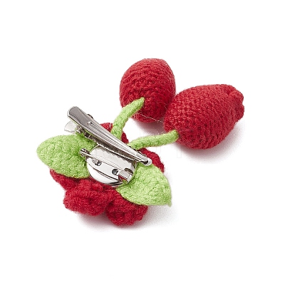 Handmade Crochet Cotton Flower Ornaments Pendant Brooches with Iron Brooch Base Settings for Women JEWB-BR00180-01-1