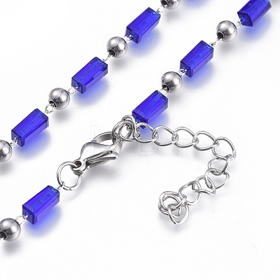 304 Stainless Steel Beaded Necklace NJEW-K119-11P-1