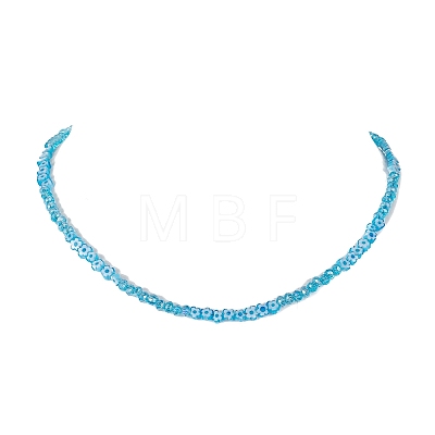 Glass Flower Beaded Necklaces NJEW-JN04490-1