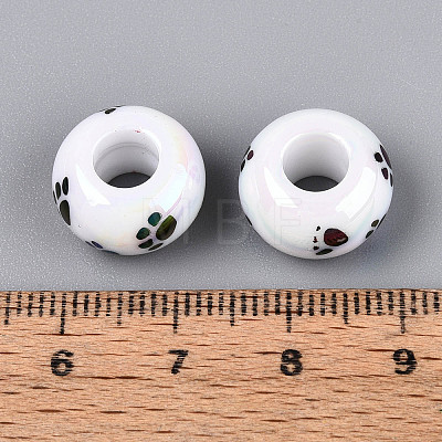 UV Plating Printed Opaque Acrylic European Beads MACR-N018-05A-1