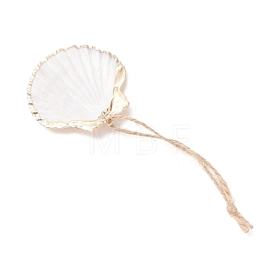 Electroplate Sea Shell Pendant Decorations HJEW-JM04620-1