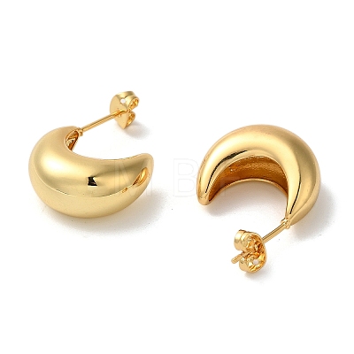 Rack Plating Brass Curved Midi Stud Earrings EJEW-L224-55G-1