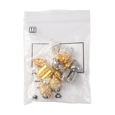 20 Bags 4 Styles 2 Colors Brass & Alloy Magnetic Clasps with Loops KK-FS0002-01-1