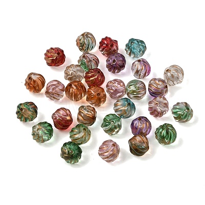 Baking Paint and Golden Metal Enlaced Glass Beads GL-CBA1477-20-1