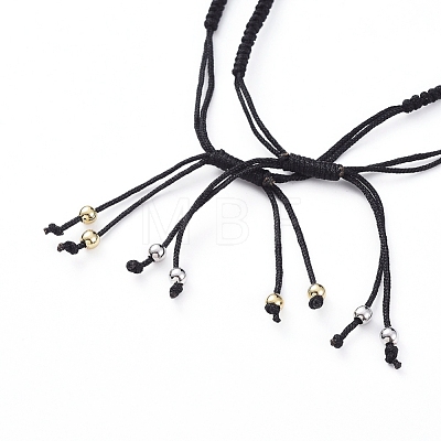 Heart Adjustable Brass Nylon Thread Braided Bracelets BJEW-JB04986-02-1