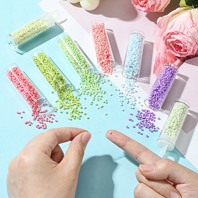 80G 8 Colors Baking Paint Glass Seed Beads SEED-YW0002-47-1