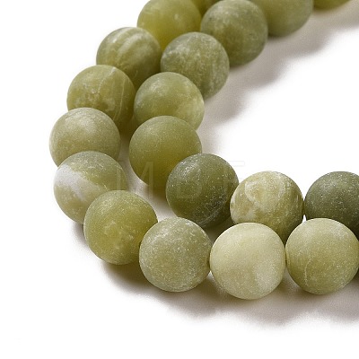 Round Frosted Natural TaiWan Jade Bead Strands G-M248-8mm-02-1