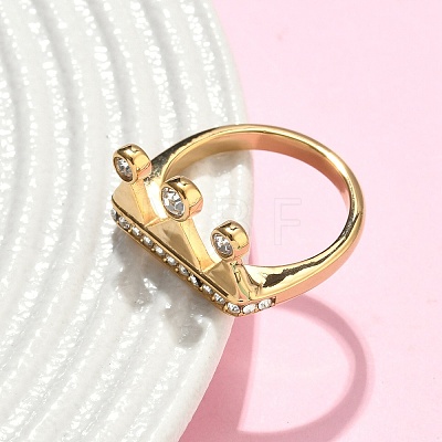 304 Stainless Steel Micro Pave Cubic Zirconia Finger Rings for Women RJEW-F205-01F-G-1