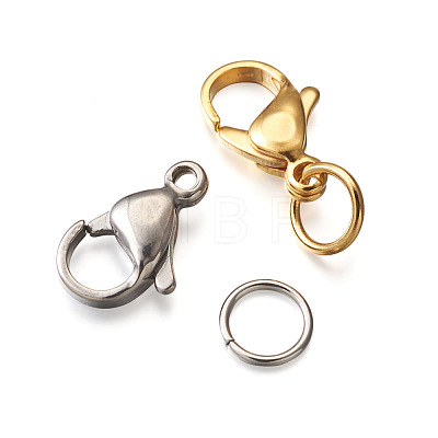 Yilisi Vacuum Plating 304 Stainless Steel Lobster Claw Clasps and 304 Stainless Steel Jump Rings STAS-YS0001-06-1