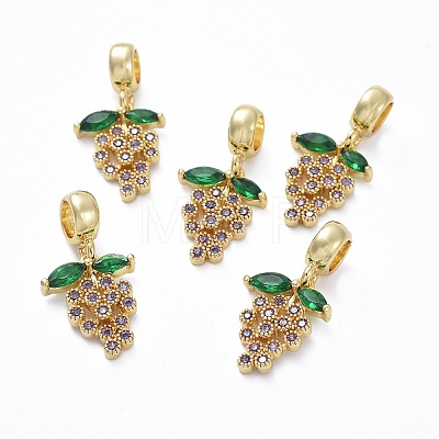 Brass Micro Pave Cubic Zirconia European Dangle Charms LS-ZIRC-F074-05G-1
