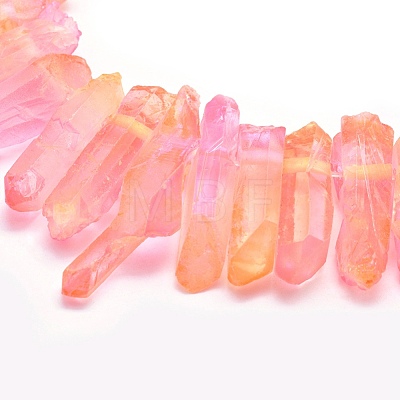 Electroplated Natural Quartz Crystal Beads Strands G-P368-06C-1
