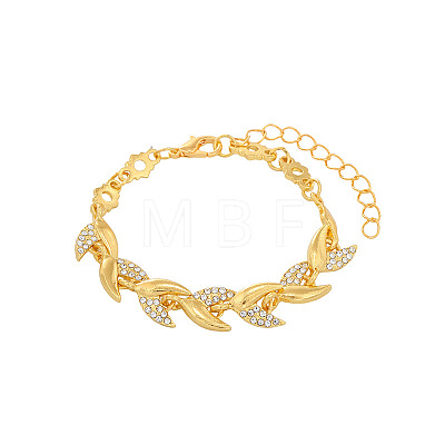 Leaf Alloy Rhinestone Link Bracelets for Women WGBDB93-01-1