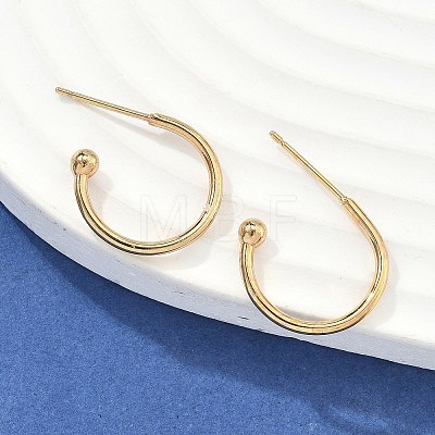 304 Stainless Steel C-shaped Hoop Circle Ball Stud Earrings X-STAS-K204-04G-1