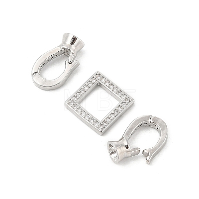 Brass Micro Pave Clear Cubic Zirconia Fold Over Clasps KK-U059-18P-1