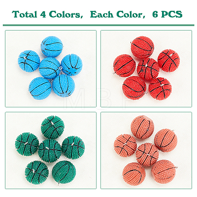 AHADERMAKER 24Pcs 4 Colors Opaque Resin Pendants RESI-GA0001-13-1