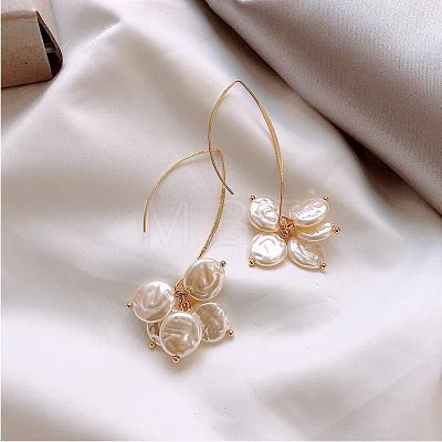 Alloy Pearl Bead Dangle Earrings FS-WG097D2-01-1