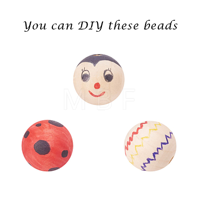 Unfinished Natural Wood Beads Spacer Craft Beads for DIY Macrame Rosary Jewelry X-WOOD-S651-25mm-LF-1