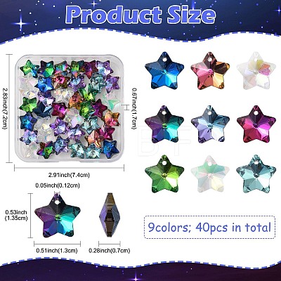 40Pcs 9 Colors Electroplate Glass Charms GLAA-FS0002-67-1