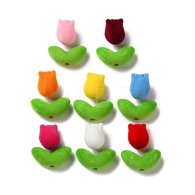 Flocking Opaque Acrylic Beads OACR-P038-01A-M-1