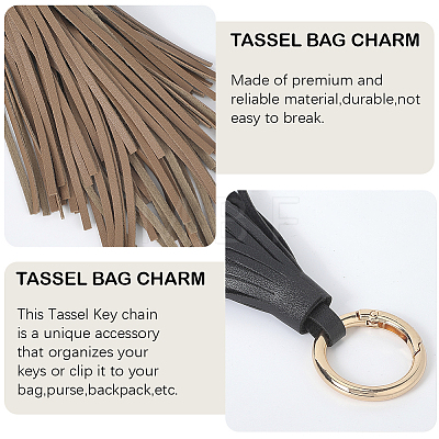 2Pcs 2 Colors PU Leather Tassel Pendan Keychains FIND-CL0001-88A-1