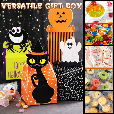 32Pcs 4 Styles Halloween Themed Paper Candy Boxes CON-BC0007-04-1