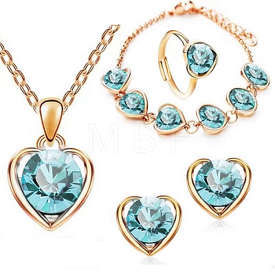 Glass Heart Jewelry Set PW-WG19473-04-1