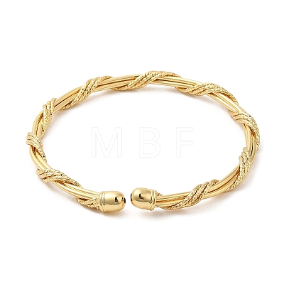 Rack Plating Brass Twist Rope Cuff Bangle for Women BJEW-M298-11G-1