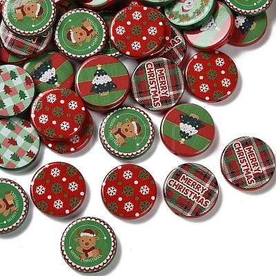 Christmas Printed Opaque Acrylic Beads OACR-D316-02C-01-1