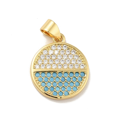 Brass Micro Pave Cubic Zirconia Pendants KK-B059-35G-G-1