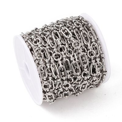Tarnish Resistant 304 Stainless Steel Ring and Oval Link Chains X-CHS-E023-04P-1