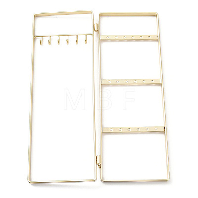 Iron Jewelry Display Folding Screen Stands with 2 Folding Panels ODIS-F001-02G-1