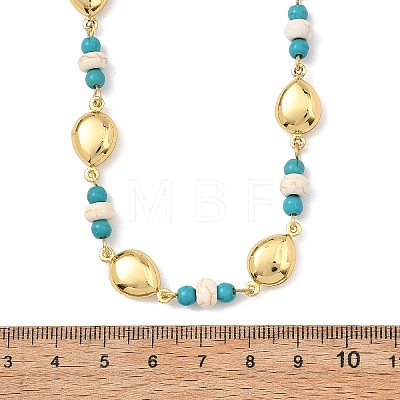 Ocean Dyed Synthetic Turquoise Beads & 304 Stainless Steel Link Chain Necklaces GG-NJEW-JN06337-01-1