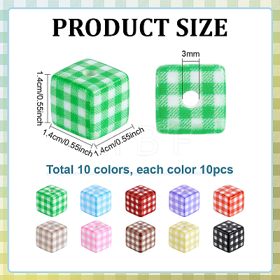 100Pcs 10 Colors Printed Opaque Acrylic Beads SACR-PH0002-40-1