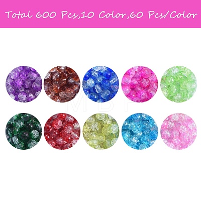 600Pcs 10 Colors Baking Painted Crackle Glass Bead Strands CCG-SZ0001-05-1