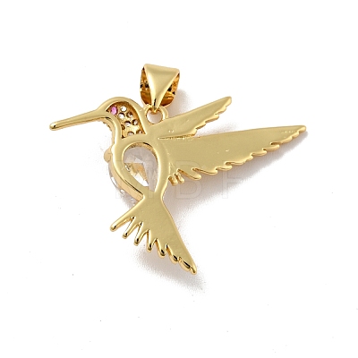 Bird Brass Micro Pave Clear Cubic Zirconia Pendants KK-G419-28G-1