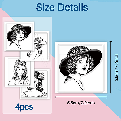 4Pcs 4 Styles PVC Stamp DIY-WH0487-0024-1