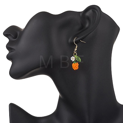 Handmade Glass Seed Beads Apple Dangle Earrings EJEW-MZ00575-04-1