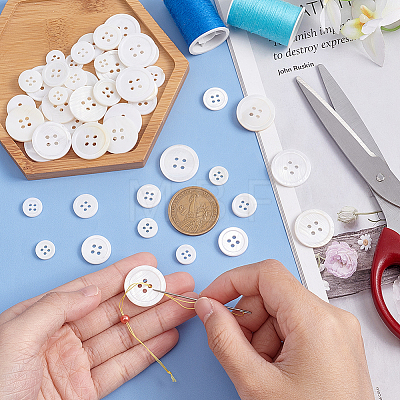 120Pcs 4 Style 4-Hole Natural Shell Buttons FIND-GA0003-28B-1
