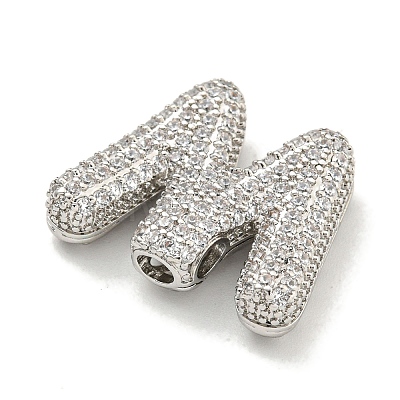 Platinum Plated Brass Micro Pave Cubic Zirconia Pendants KK-L073-001P-W-1