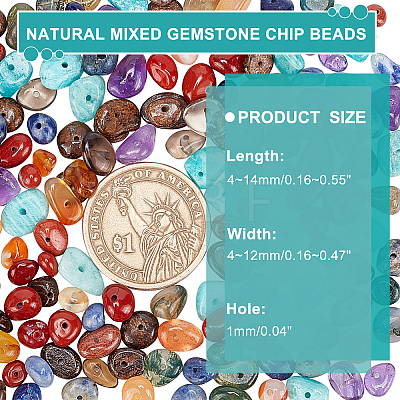 ARRICRAFT Natural Mixed Gemstone Chip Beads G-AR0001-10-1