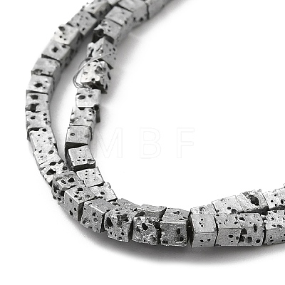 Electroplated Natural Lava Rock Beads Strands G-Q1009-B01-02E-1