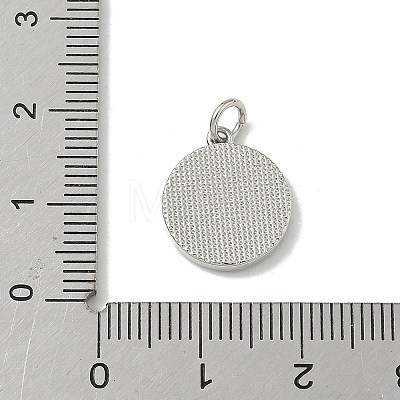 Brass Pave Natural Shell Flat Round with Letter Charms KK-Z115-13P-O-1