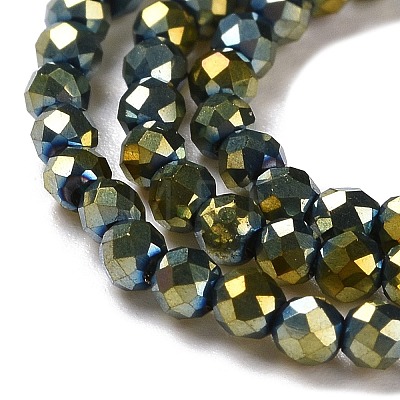 Electroplate Glass Beads Strands GLAA-H021-01A-FP05-1